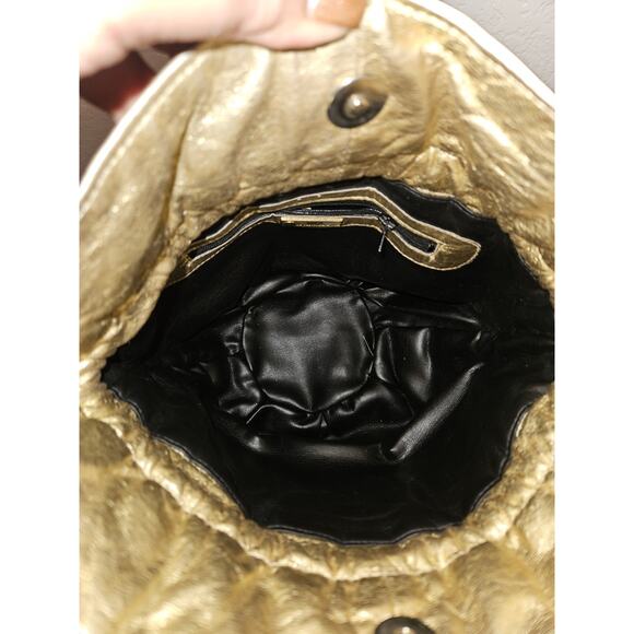 Viva Of California Gold Leather Studded Tassels Vintage Bucket Handbag 11x10x5 - Picture 14 of 14